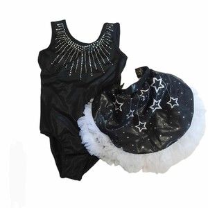 DanceInked Girls Shimmer Star 2Pc Leotard Dance Costume 6
